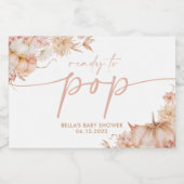 Roze Bloemen Pompoen Baby shower Herfst Champagne Sparkling Wijnetiket (Enkel label)