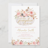 Roze Bloemen Pompoen Baby shower Kaart (Voorkant)