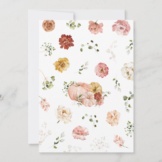 Roze Bloemen Pompoen Baby shower Uitnodiging (Achterkant)