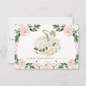 Roze Bloemen Pompoen Herfst Baby shower Advies Kaa Kaart (Achterkant)