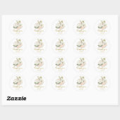 Roze Bloemen Pompoen Herfst Baby shower Dank u Ronde Sticker (Vel)