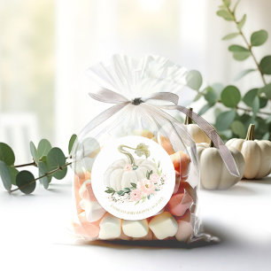 Roze Bloemen Pompoen Herfst Baby shower Ronde Sticker