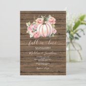 Roze Bloemen Pompoen Herfst in Liefde Engagement P Kaart (Staand voorkant)