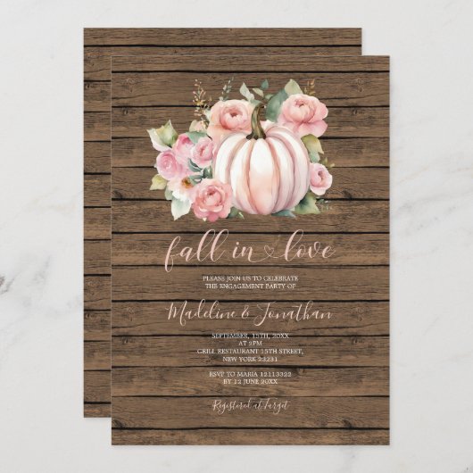 Roze Bloemen Pompoen Herfst in Liefde Engagement P Kaart (Voorkant / Achterkant)
