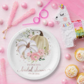 Roze Bloemen Pompoen Herfst Vrijgezellenfeest Papi Papieren Bordje (Feest)