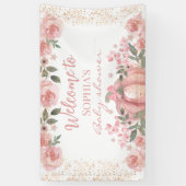 Roze Bloemen Pompoen Meisje Baby shower Banner (Verticaal)