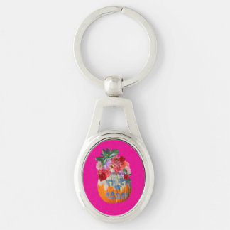  Roze Bloemen Pompoen Sleutelhanger