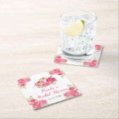Roze Bloemen Pompoenen Bruidsdiner Kartonnen Onderzetters (Insitu)