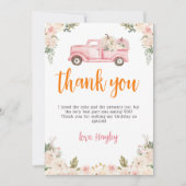 Roze Bloemen Pompoenen Oogst Truck Dank u kaart (Voorkant)