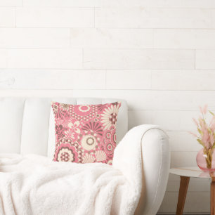 Roze bloemen/pooldots   Decoratief Sierkussen