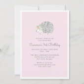 Roze Bloemen Porcupine Schattige 3e Verjaardagsfee Kaart (Voorkant)