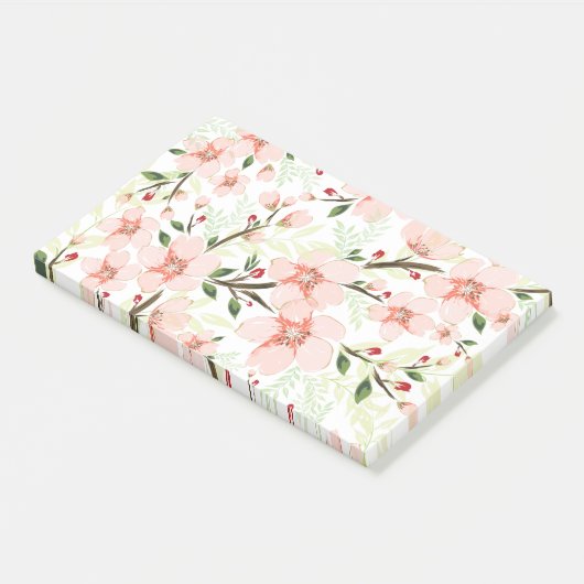 Roze bloemen post-it® notes (Schuin)