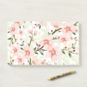 Roze bloemen post-it® notes (Op bureau)