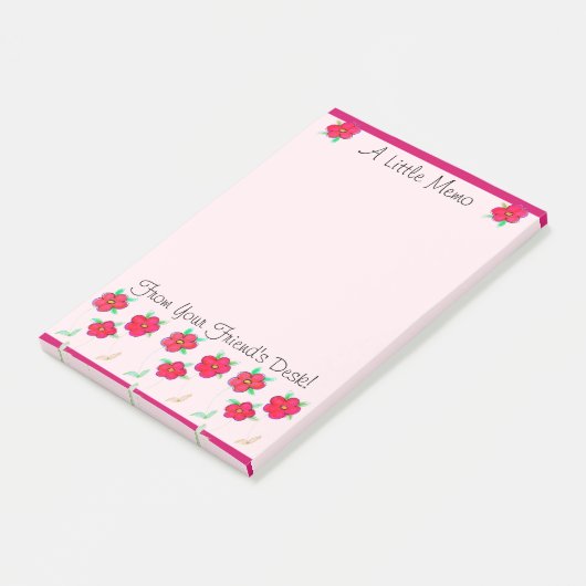 Roze bloemen post-it® notes (Schuin)