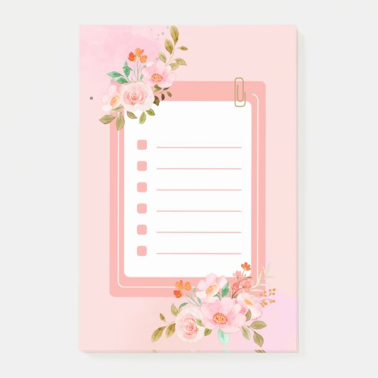 Roze bloemen Post-it Notities Post-it® Notes (Voorkant)