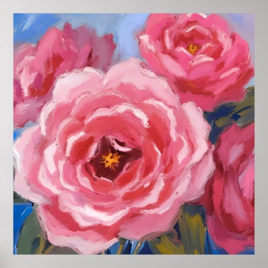 Roze bloemen poster (Voorkant)