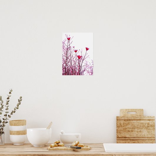 roze bloemen poster (Keuken)