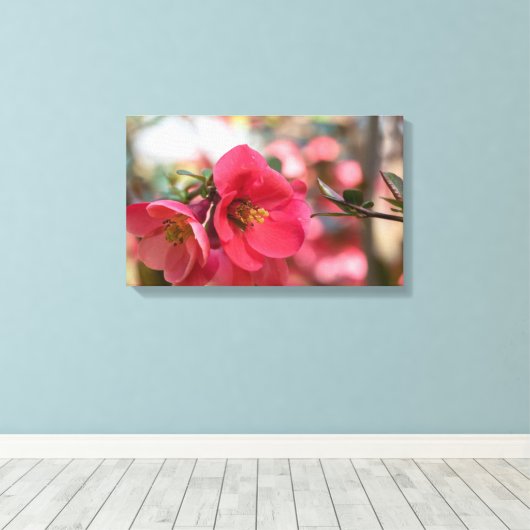 Roze bloemen Premium Canvas (Insitu (Houten vloer))