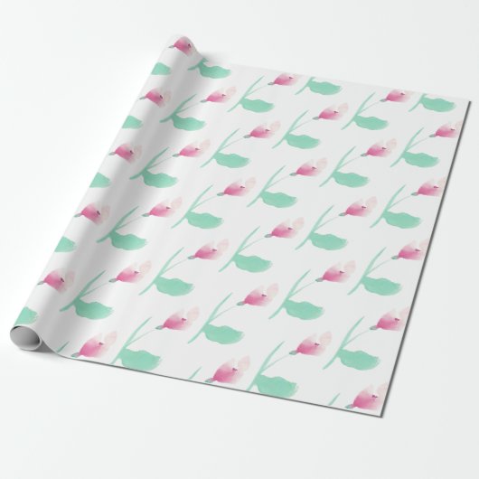 Roze Bloemen Pretty Abstract Cadeaupapier (Uitgerold)