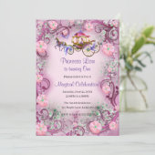 Roze Bloemen Prinses Fairy Tail 1e Verjaardag Kaart (Staand voorkant)