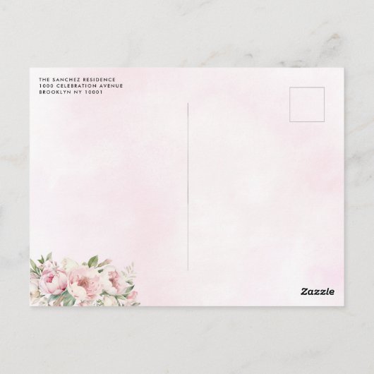 Roze Bloemen Prinses Gown Quinceanera Verjaardag Briefkaart (Achterkant)