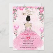 Roze Bloemen Prinses Mis Quince Quinceañera Kaart (Voorkant)