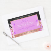 Roze Bloemen Product Labels Zwart en Roos Goud (Envelop)