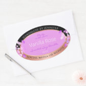 Roze Bloemen Product Labels Zwart en Roos Goud (Envelop)