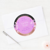 Roze Bloemen Product Labels Zwart en Roos Goud (Envelop)