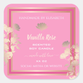 Roze Bloemen Product Verpakkingsetiketten Vanille  Vierkante Sticker
