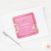 Roze Bloemen Product Verpakkingsetiketten Vanille  Vierkante Sticker
