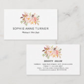 Roze Bloemen Professionele Make-up Haarstijl Visitekaartje (Voorkant / Achterkant)