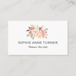 Roze Bloemen Professionele Make-up Haarstijl Visitekaartje