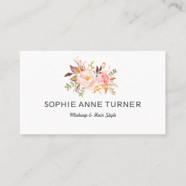 Roze Bloemen Professionele Make-up Haarstijl Visitekaartje