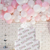 Roze Bloemen Proficiat tekst inpakpapier