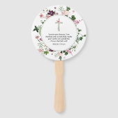 Roze Bloemen Psalm 139:14 Handwaaier (Achterkant)