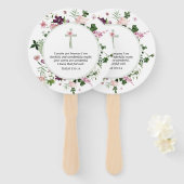 Roze Bloemen Psalm 139:14 Handwaaier (Voorkant en achterkant)