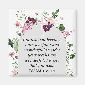 Roze Bloemen Psalm 139:14 Magneet (Voorkant)