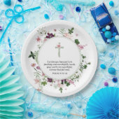 Roze Bloemen Psalm 139:14 Papieren Bordje (Feest)