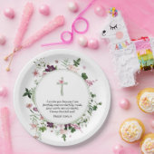Roze Bloemen Psalm 139:14 Papieren Bordje (Feest)