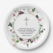 Roze Bloemen Psalm 139:14 Papieren Bordje (Voorkant)