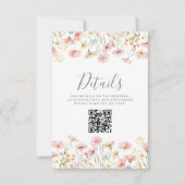 Roze Bloemen QR Code Trouwdetail Kaart (Voorkant)