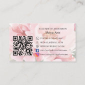Roze bloemen QR code Visitekaartje (Achterkant)