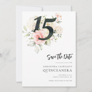 Roze Bloemen Quinceanera 15e Verjaardag Save The Date