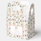 Roze Bloemen Quinceañera Favoriet Box Mis XV Rozen Bedankdoosjes (Geopend)