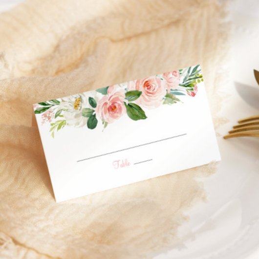 Roze Bloemen Quinceañera Gevouwen Plaats Kaart Roz Plaatskaartje