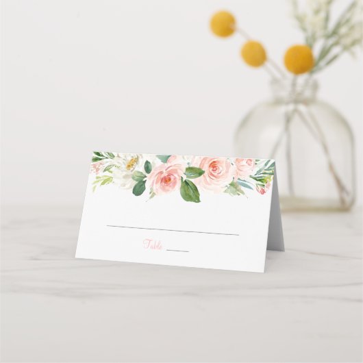 Roze Bloemen Quinceañera Gevouwen Plaats Kaart Roz Plaatskaartje (Voorkant)