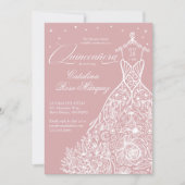 Roze Bloemen Quinceañera Gown Hemelse Maan Sterren Kaart (Voorkant)