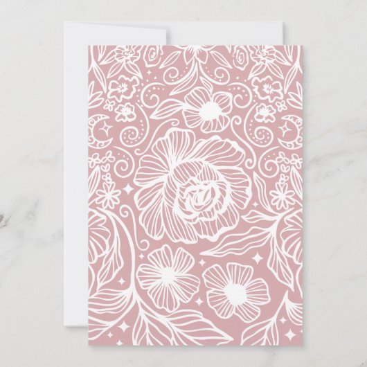 Roze Bloemen Quinceañera Gown Hemelse Maan Sterren Kaart (Achterkant)