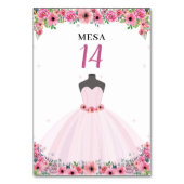 Roze Bloemen Quinceanera Jurk Party Kaart (Achterkant)